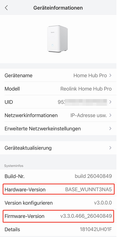 home hub system info