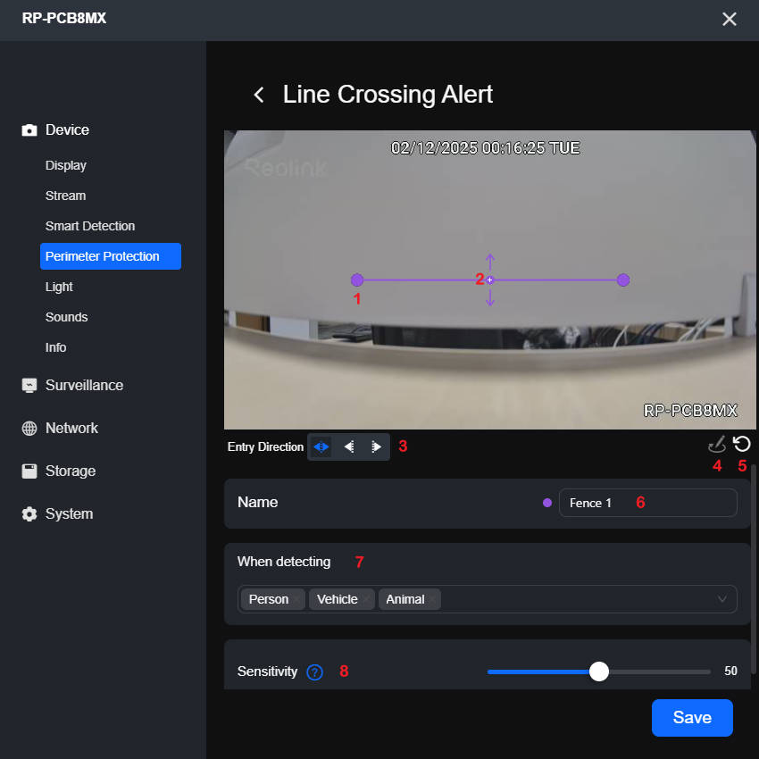 line crossing alert