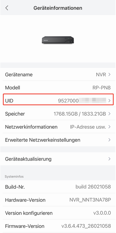 NVR‘s UID