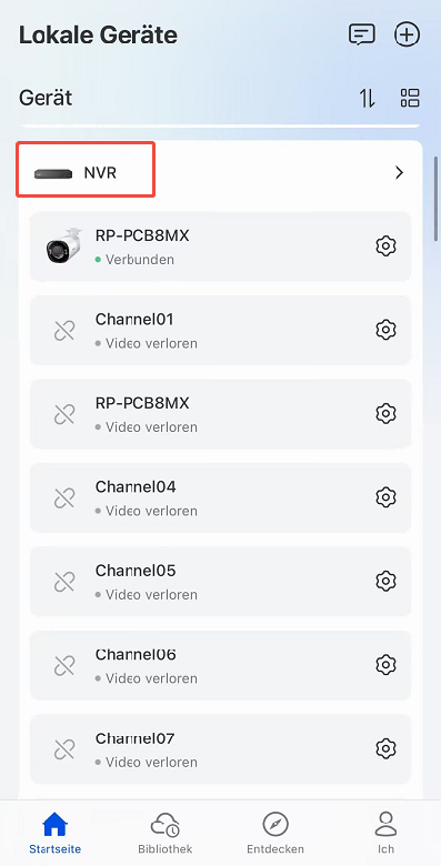 NVR Liveview page