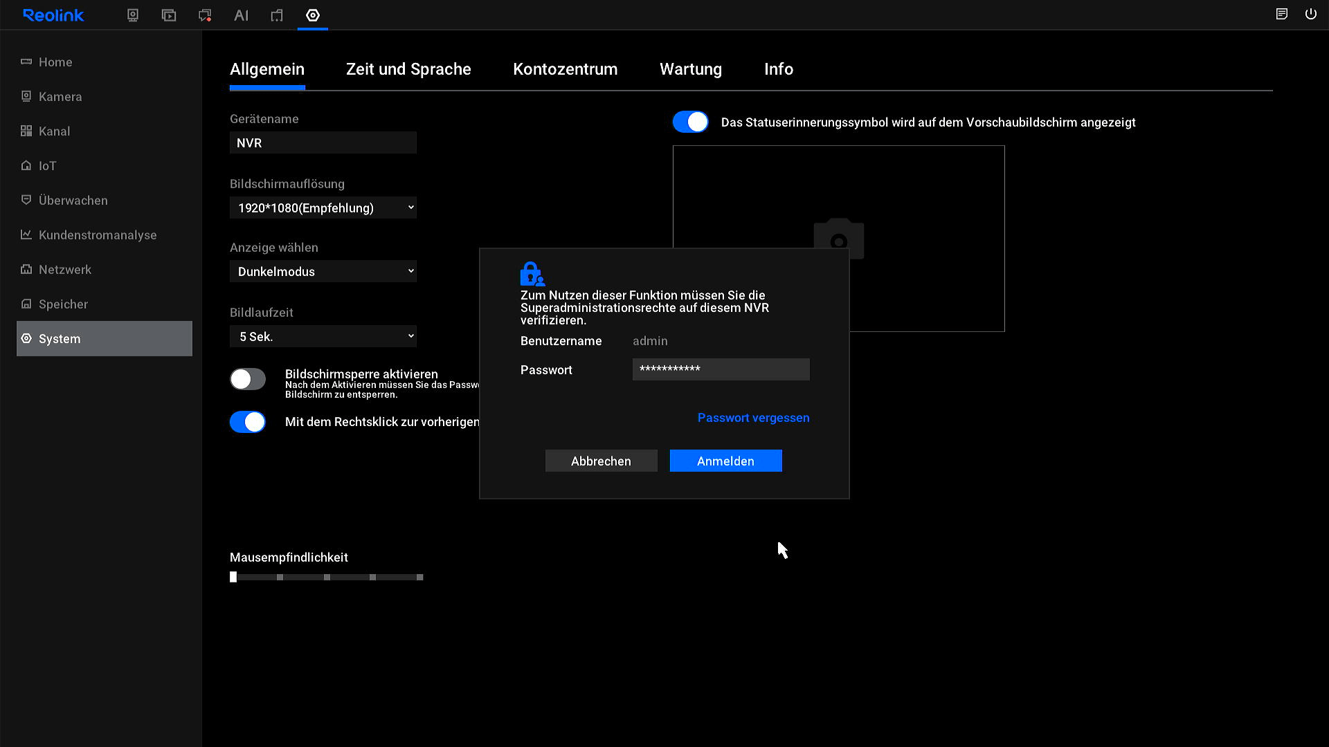 NVR password