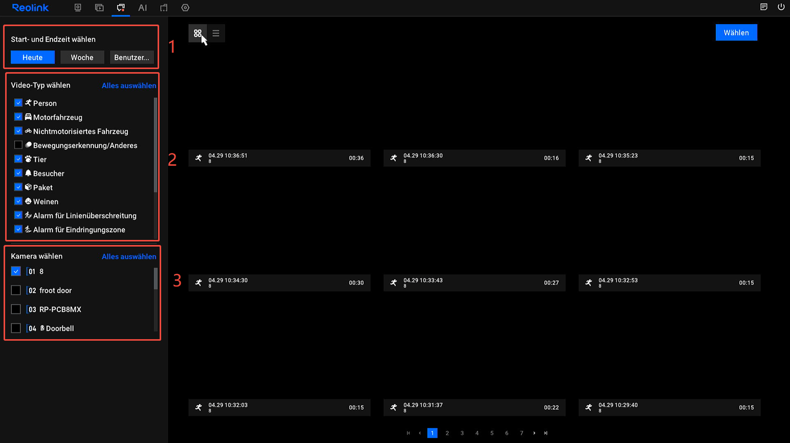 event history UI settings