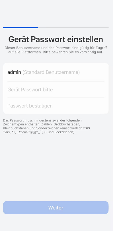 create camera password