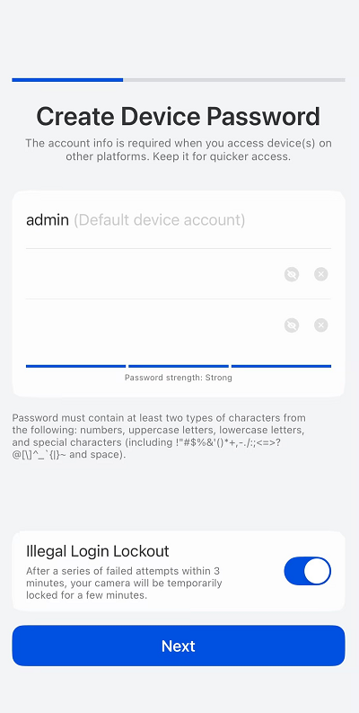 create NVR password