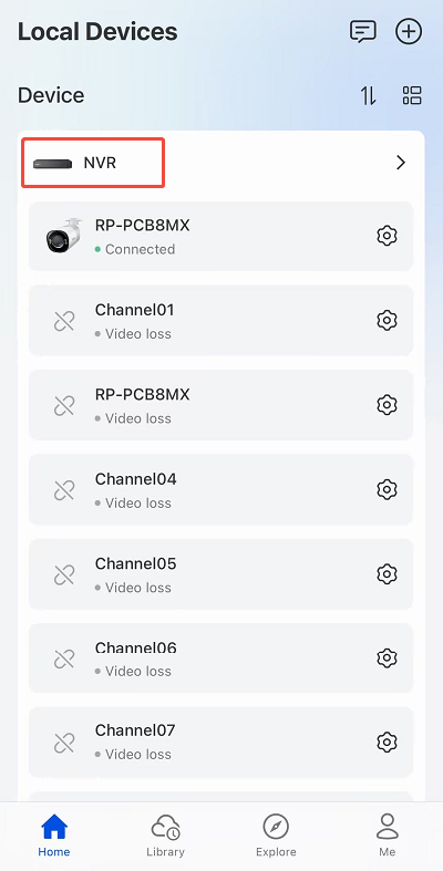 NVR Liveview page