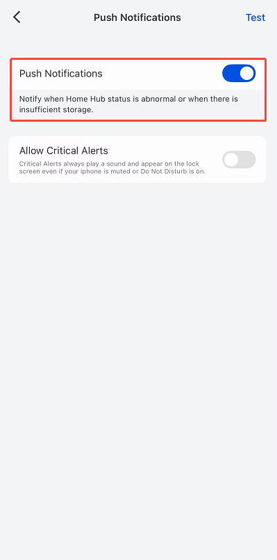 enable push notification home hub
