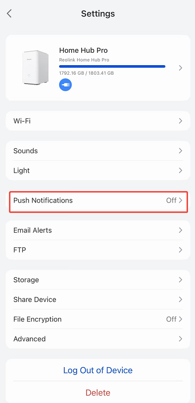 push notification home hub
