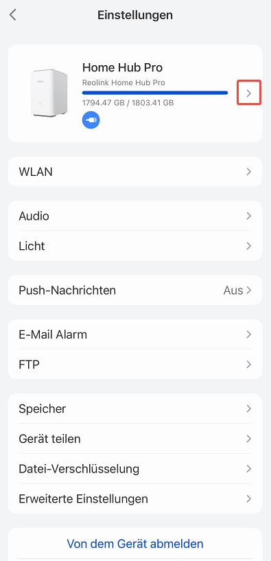 home hub settings