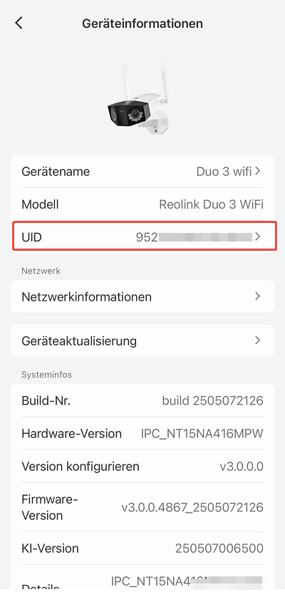 home hub camera UID