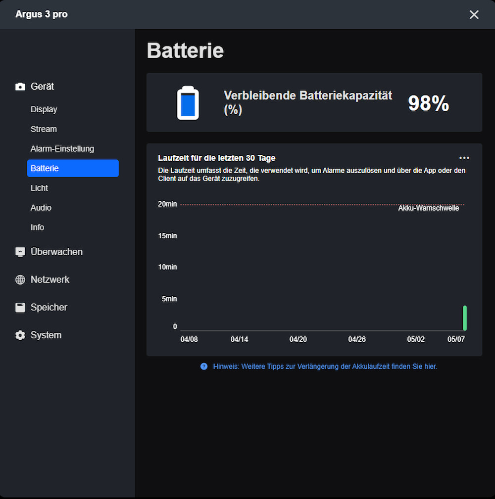battery satus client