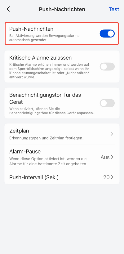 homehub camera push notifications
