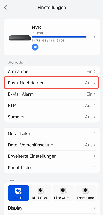 select nvr push notifications