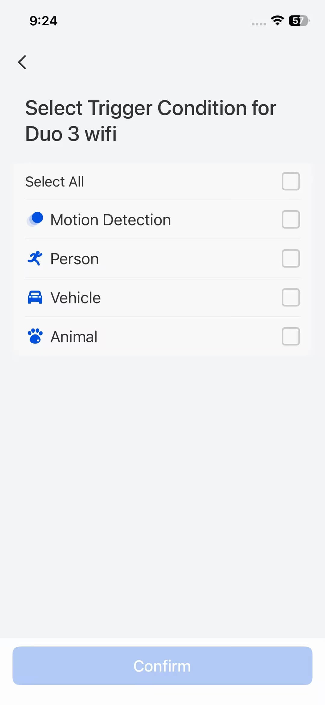 select trigger condition for duo 3 wifi