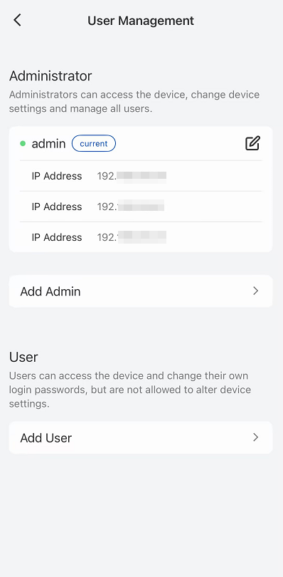 user management via app