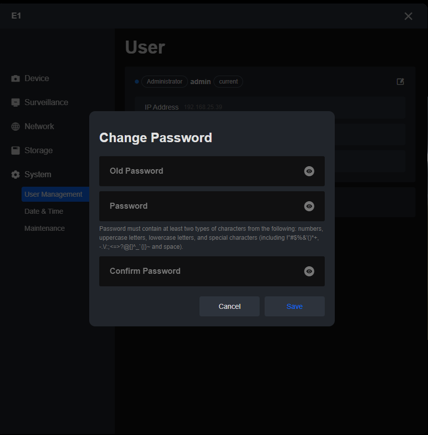 user change password