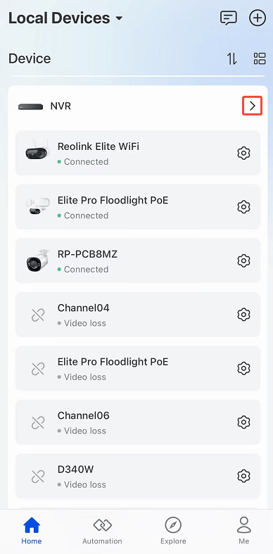 device list nvr