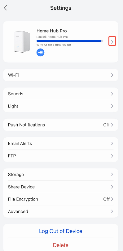 home hub settings