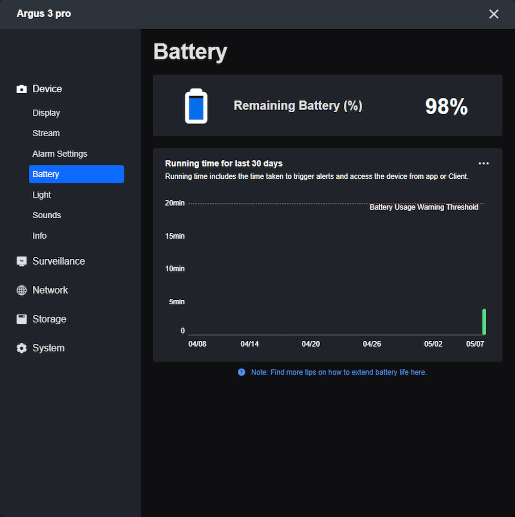 battery satus client