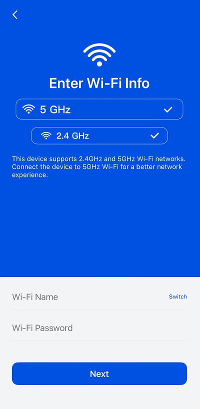 enter wifi info