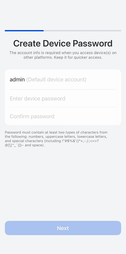 create camera password