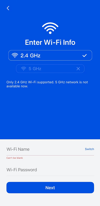 enter WiFi info