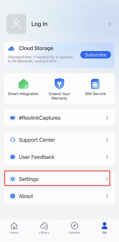 app settings