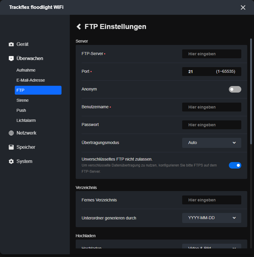 client FTP Setting