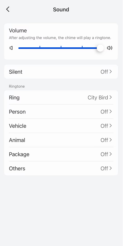 chime sound settings