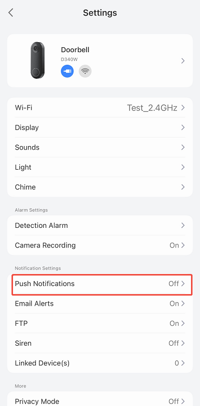 Enable push notification