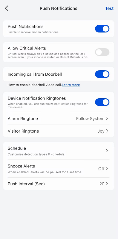 Enbaled push notification