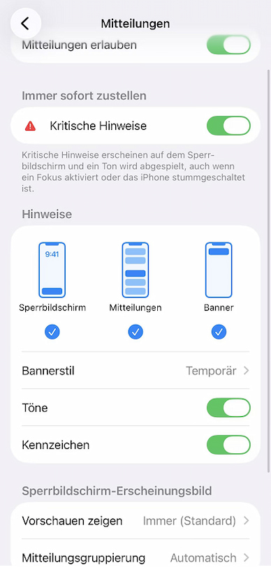 ios allow notifications