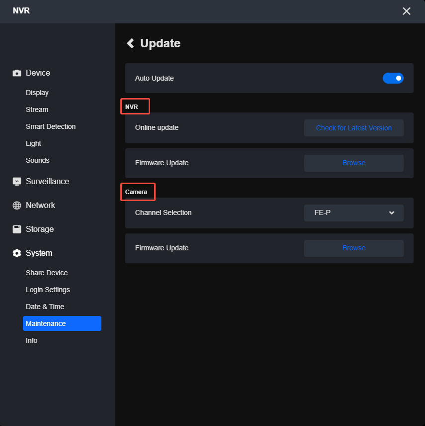 client NVR firmware