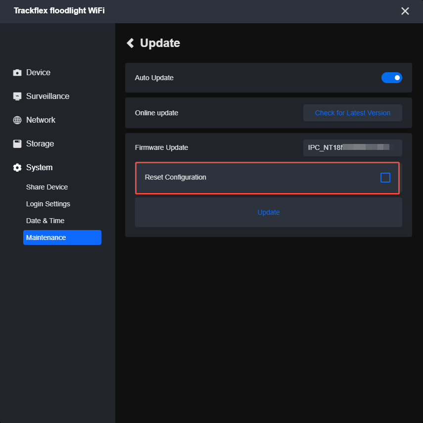 client reset configuration