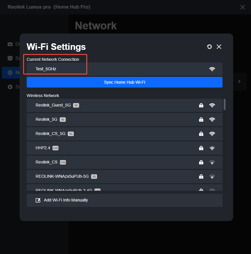 client homehub camera wifi
