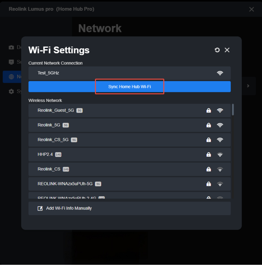 client sync homehub wif