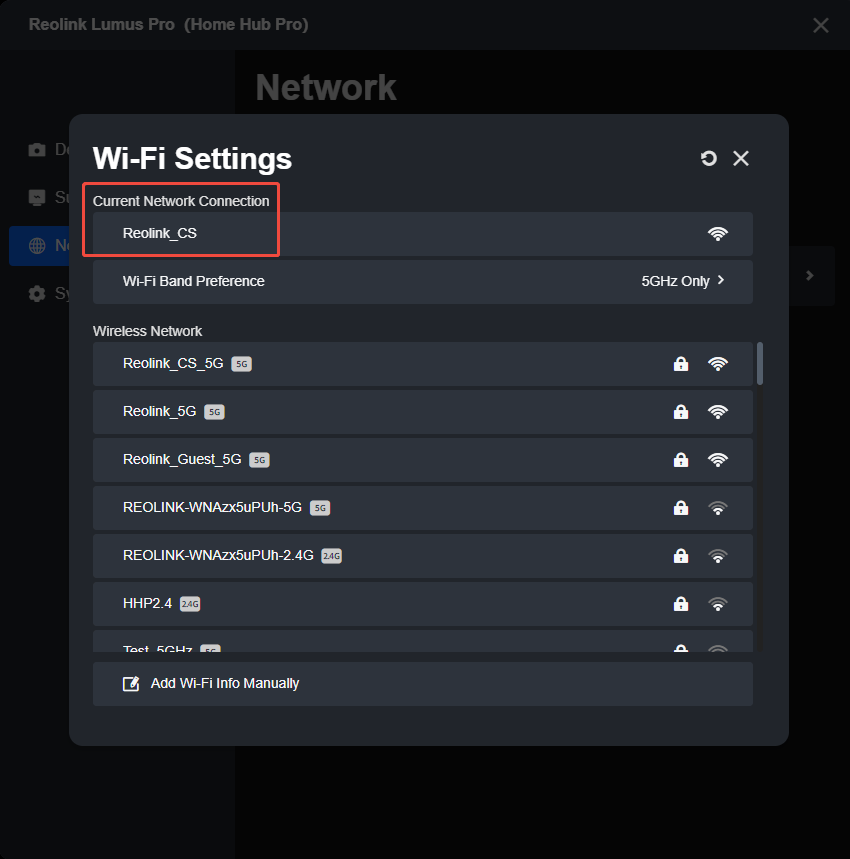 client homehub camera current wifi