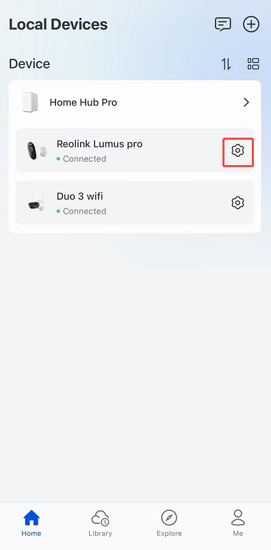 homehub camera settings