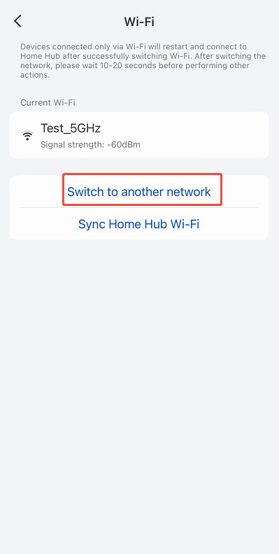 homehub camera switch anaother wifi