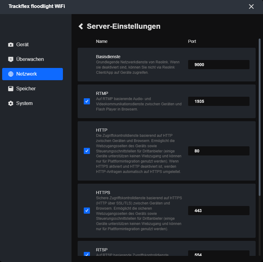 client server settings