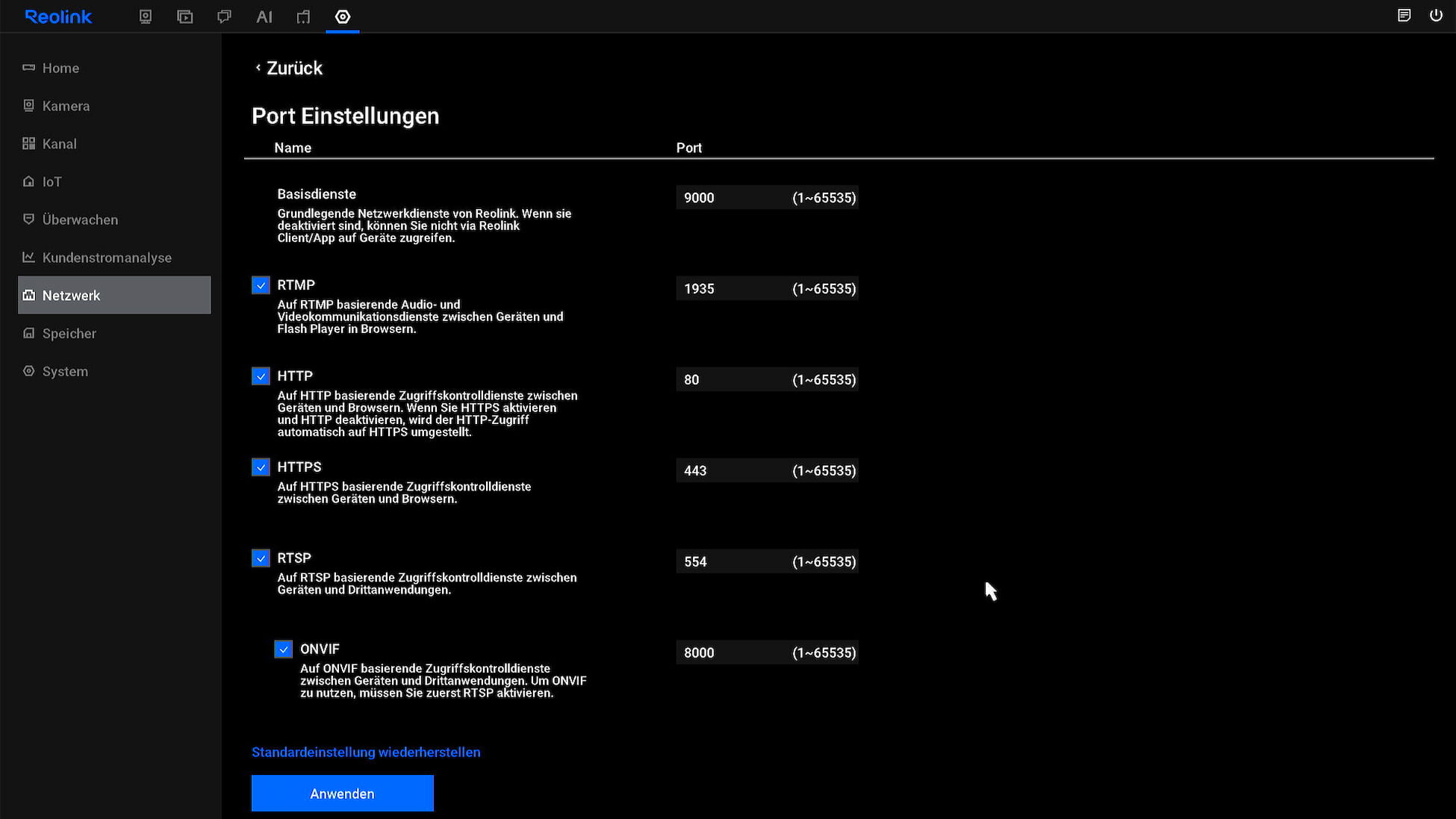 nvr port settings