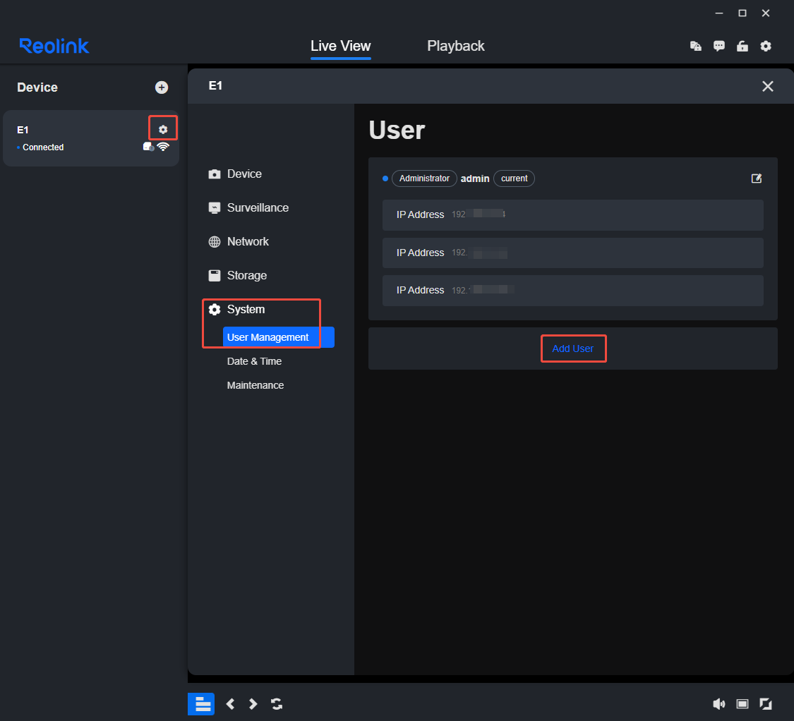 client add user