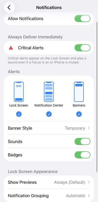 iOS  notifications