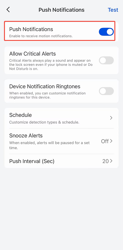 homehub camera push notifications