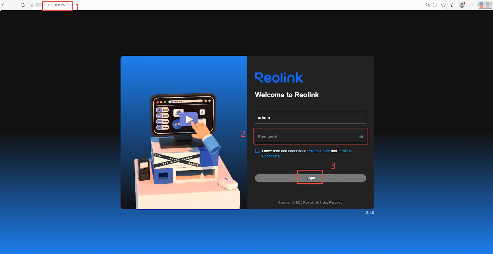log in