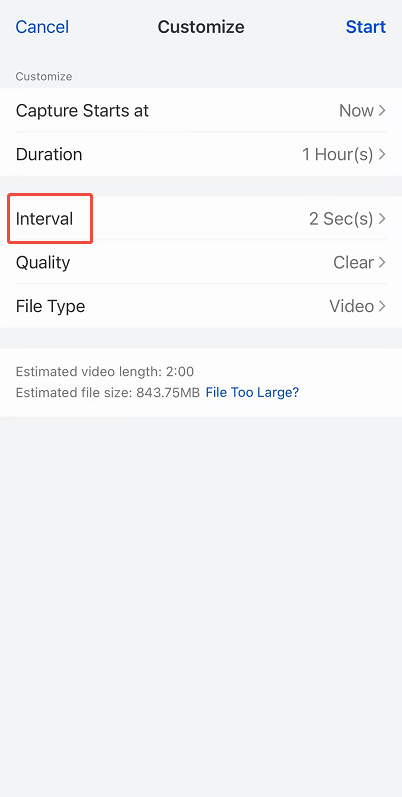 tap interval