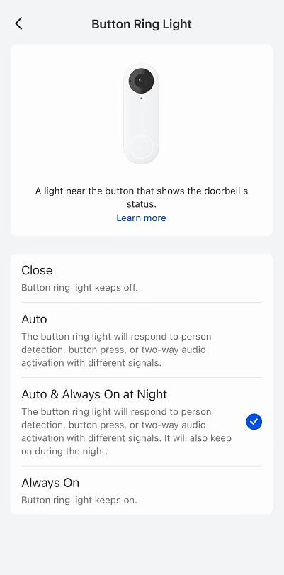 doorbell button ring light