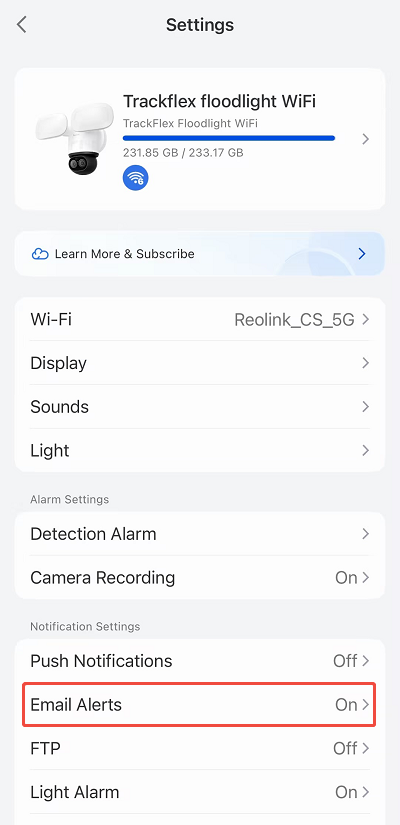 Tap Email Alerts
