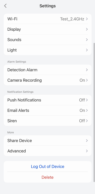 admin device settings page