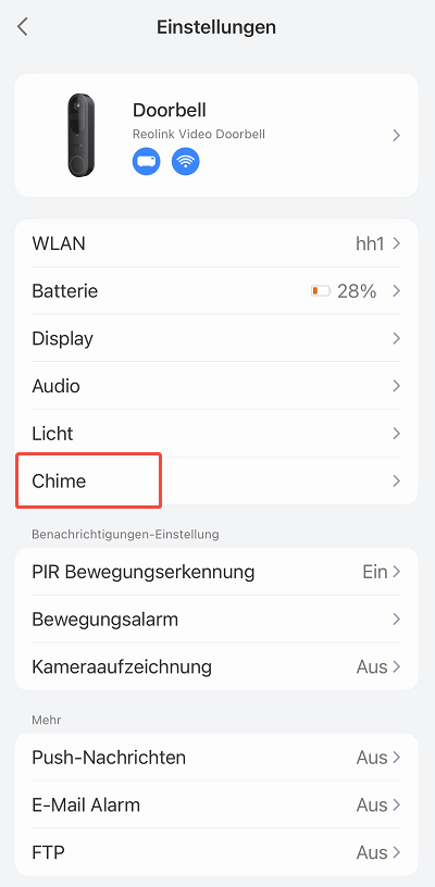 chime settings app
