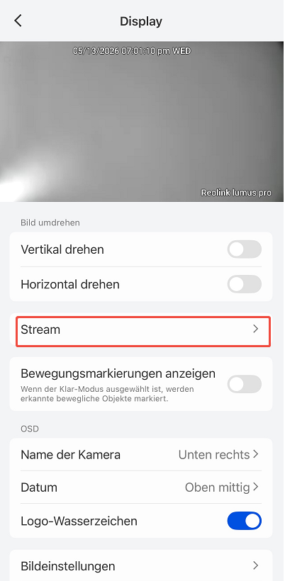 stream menu